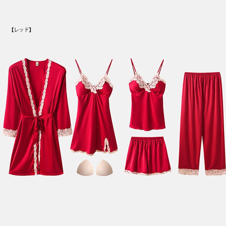 パジャマ レディース ルームウェア 寝巻き 5点セット レースパジャマ オールシーズン サテン パジャマ セクシー ナイトウェア ナイトガウン キャミソール ショートパンツ ワンピース ネグリジェ バ パジャマ レディース ルームウェア 寝巻き 5点セット レースパジャマ オールシーズン サテン パジャマ セクシー ナイトウェア ナイトガウン キャミソール ショートパンツ ワンピース ネグリジェ バ