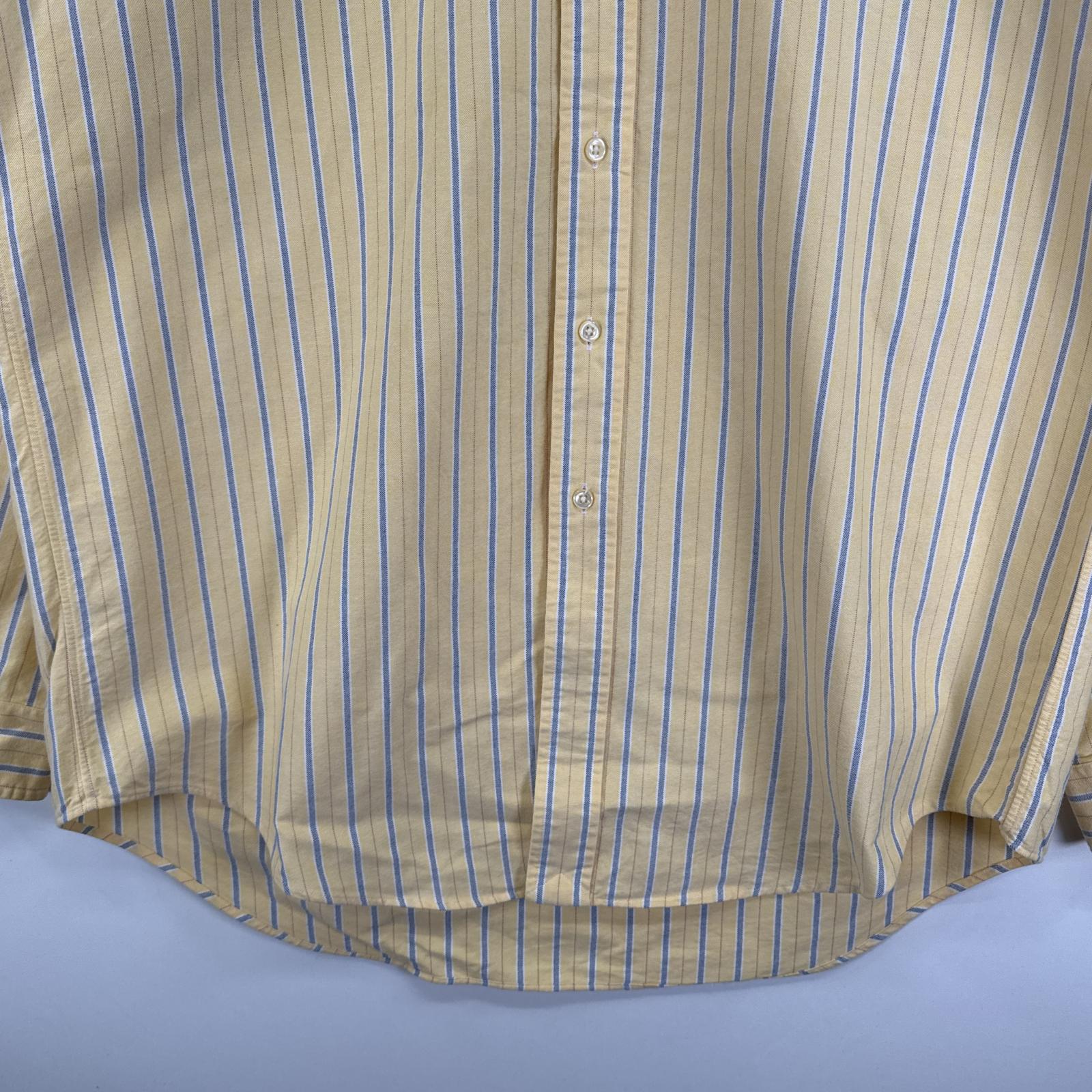 古着 長袖シャツ ボタンダウンシャツ ワンポイント オックスフォード L イエロー ストライプ メンズ 古着 長袖シャツ ボタンダウンシャツ ワンポイント オックスフォード L イエロー ストライプ メンズ
