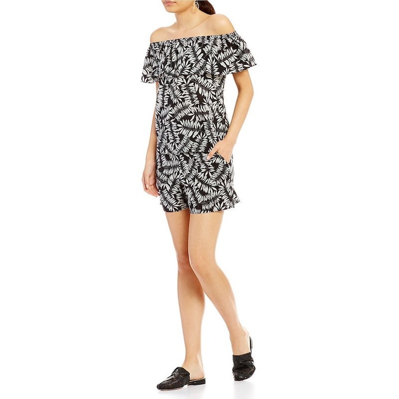ワンステート レディース トップス ブラウス【1. STATE Off-the-Shoulder Printed Blouse】Rich Black ワンステート レディース トップス ブラウス【1. STATE Off-the-Shoulder Printed Blouse】Rich Black
