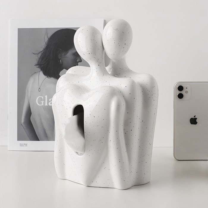 恋人がバックハグしている愛のある ティッシュボックス 収納 ティッシュケース ホワイト シルバー 雑貨 おもしろ 北欧 オシャレ お洒落 韓国