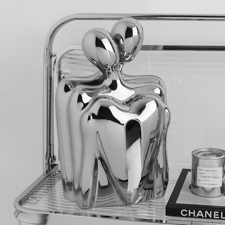 恋人がバックハグしている愛のある ティッシュボックス 収納 ティッシュケース ホワイト シルバー 雑貨 おもしろ 北欧 オシャレ お洒落 韓国