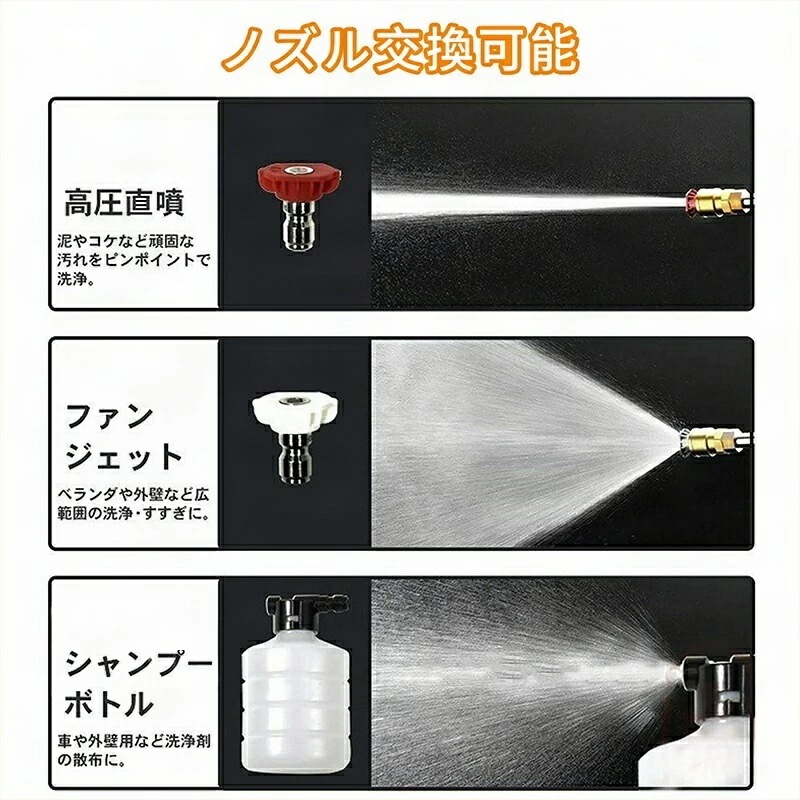 高圧洗浄機 コードレス 充電式 LED電量表示付き ポータブル 21V・2個バッテリー 6-in-1多機能ノズル付き コードレス高圧洗浄機4MPA吐出圧力 70分連続可能 家庭用 水噴射量5.2L/m 高圧洗浄機 コードレス 充電式 LED電量表示付き ポータブル 21V・2個バッテリー 6-in-1多機能ノズル付き コードレス高圧洗浄機4MPA吐出圧力 70分連続可能 家庭用 水噴射量5.2L/m