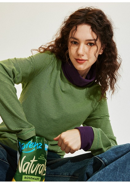 ConE レトロパッチワークスリムフィットトップス長袖Tシャツ ConE レトロパッチワークスリムフィットトップス長袖Tシャツ