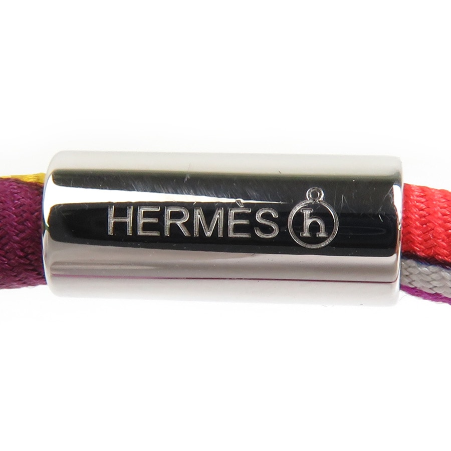 エルメス HERMES バングル ブレスレット プティアッシュ シルク パープル/マルチカラー シルバー ユニセックス e59409a