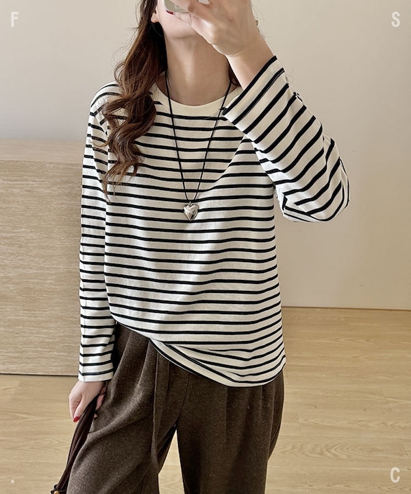 秋　完売品　【未使用】aLORS paris ストライプ長袖カットソー ボーダー 秋 完売品 【未使用】aLORS paris ストライプ長袖カットソー