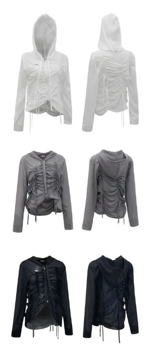 Nache SHIRRING LEATHER JACKET ホワイト