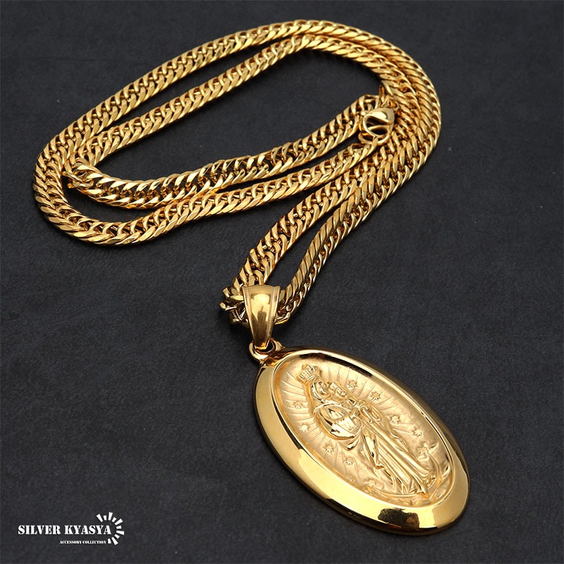 ステンレス メダイネックレス 2カラー [n574]