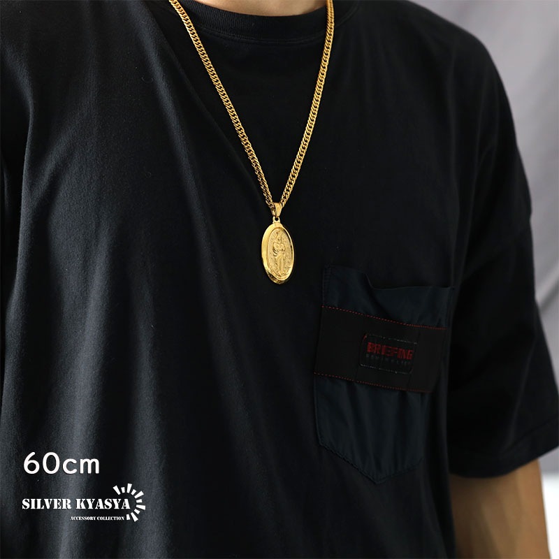 ステンレス メダイネックレス 2カラー [n574]