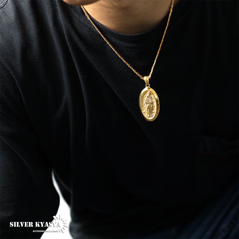 ステンレス メダイネックレス 2カラー [n574]