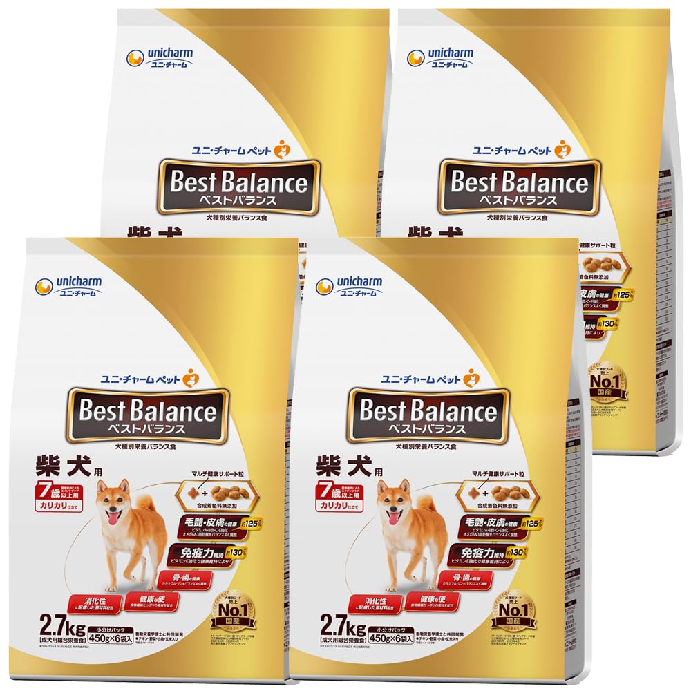 ベストバランス ドッグフード ドライ カリカリ仕立て 柴犬用 シニア 7歳以上用 10.8ｋｇ(2.7kg×4) 国産 ユニチャーム[ケース品]