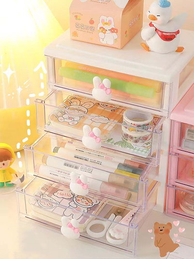 デコパージュꔛ‬ꕤ インテリア雑貨♡カッター付ヒモ収納ケース♡苺うさぎ♡ガーデン デコパージュꔛꕤ インテリア雑貨♡カッター付ヒモ収納ケース