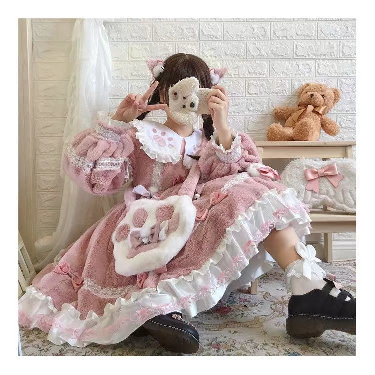 ぬいぐるみ冬長袖厚手ロリータドレス可愛い ぬいぐるみ冬長袖厚手ロリータドレス可愛い