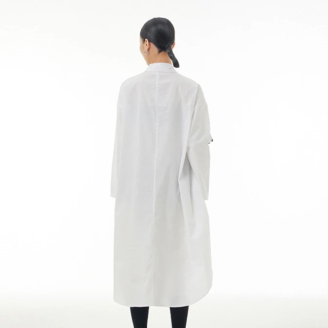 韓系オリジナル木耳元シャツスカート 2025春新型ビッグサイズ婦人服ゆったり着やせワンピース 韓系オリジナル木耳元シャツスカート 2025春新型ビッグサイズ婦人服ゆったり着やせワンピース