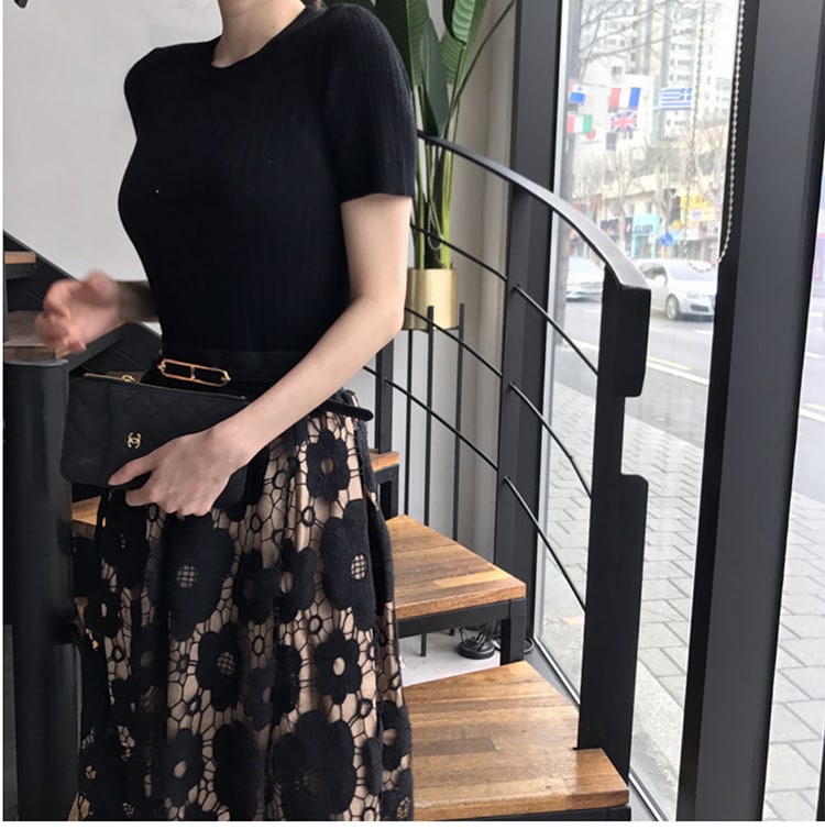スカート レディース レーススカート S M L XL 2XL 3XL 4XL 5XL 韓国 ひざ丈 ミモレ丈 フレア Aライン レース 透け感 かわいい 大人可愛い きれいめ シンプル おしゃれ