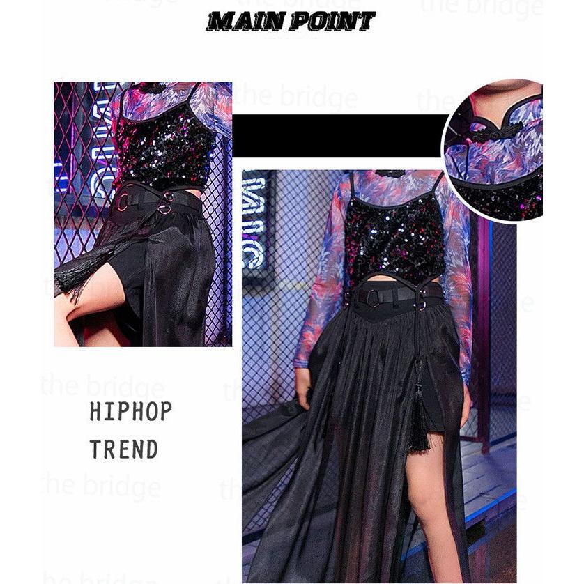 中華風 子供服 ヒップホップ ダンス衣装 キッズ 女の子 キッズ ダンス 衣装 舞台服 ステージ衣装 ガールズ ダンスウェア チャイナ風 チアガール スパンコール 3