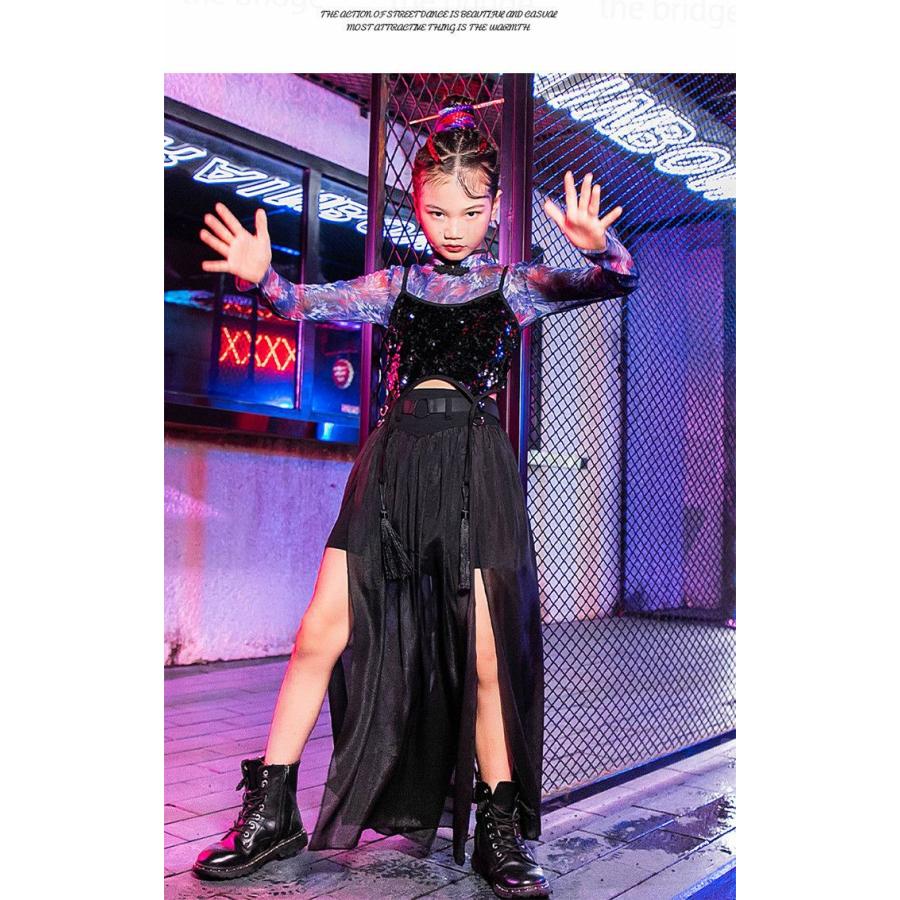 中華風 子供服 ヒップホップ ダンス衣装 キッズ 女の子 キッズ ダンス 衣装 舞台服 ステージ衣装 ガールズ ダンスウェア チャイナ風 チアガール スパンコール 3