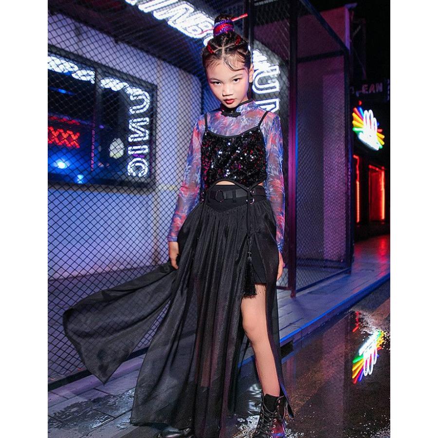 中華風 子供服 ヒップホップ ダンス衣装 キッズ 女の子 キッズ ダンス 衣装 舞台服 ステージ衣装 ガールズ ダンスウェア チャイナ風 チアガール スパンコール 3