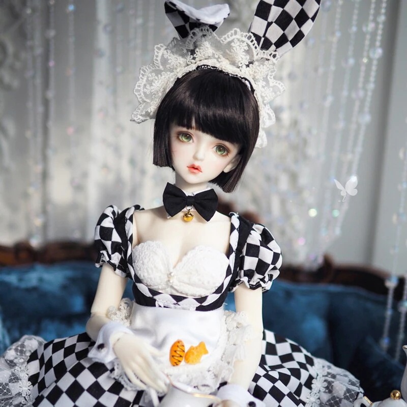 BJDドール用衣装セット バニーガール 兎メイド服10点 SDGr/SD10/SD16サイズ人形通用