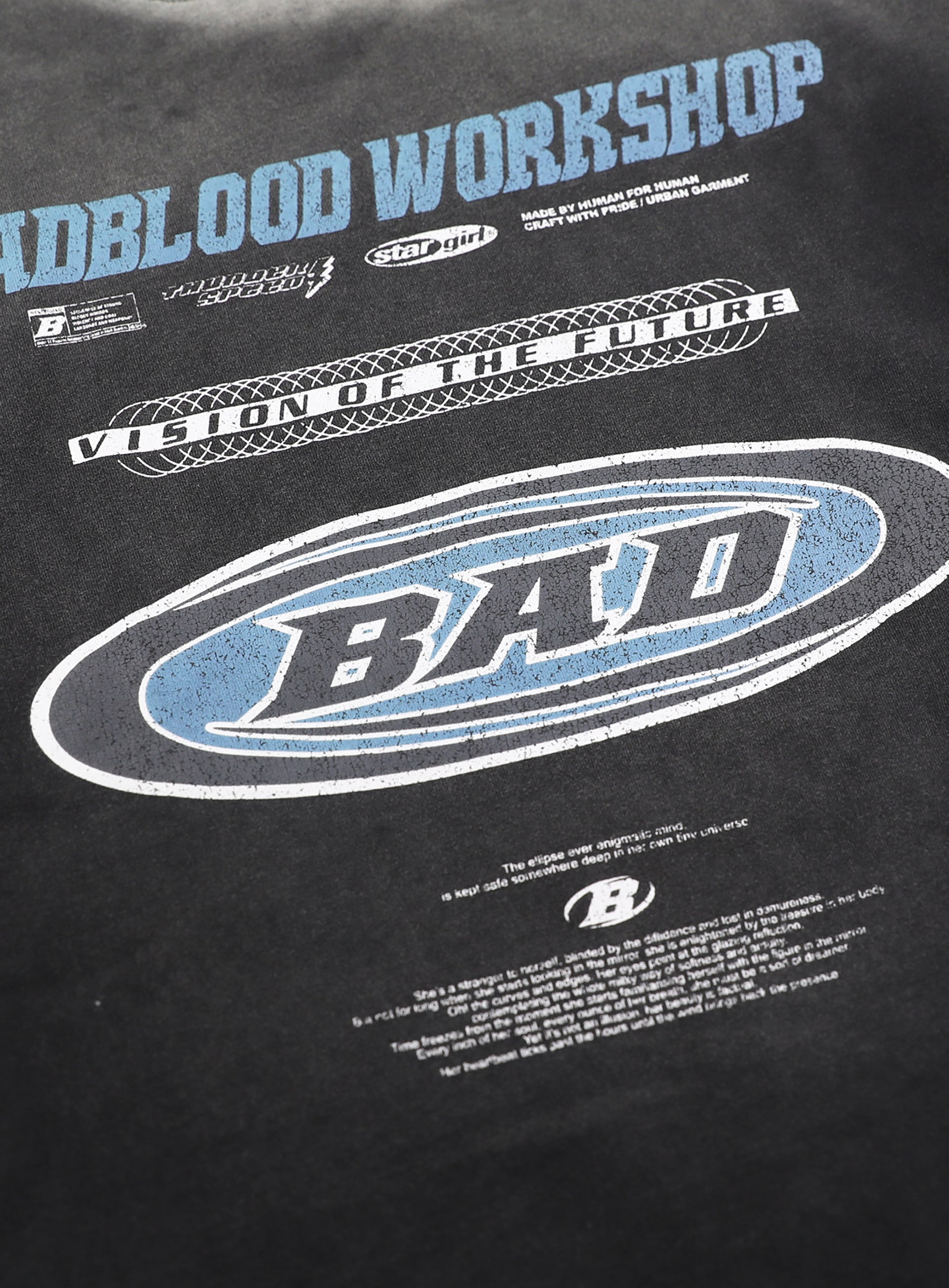 【BADBLOOD】 F2 OLD EFFET LAYERED LONG SLEEVE (UNISEX) : BLACK/BLUE