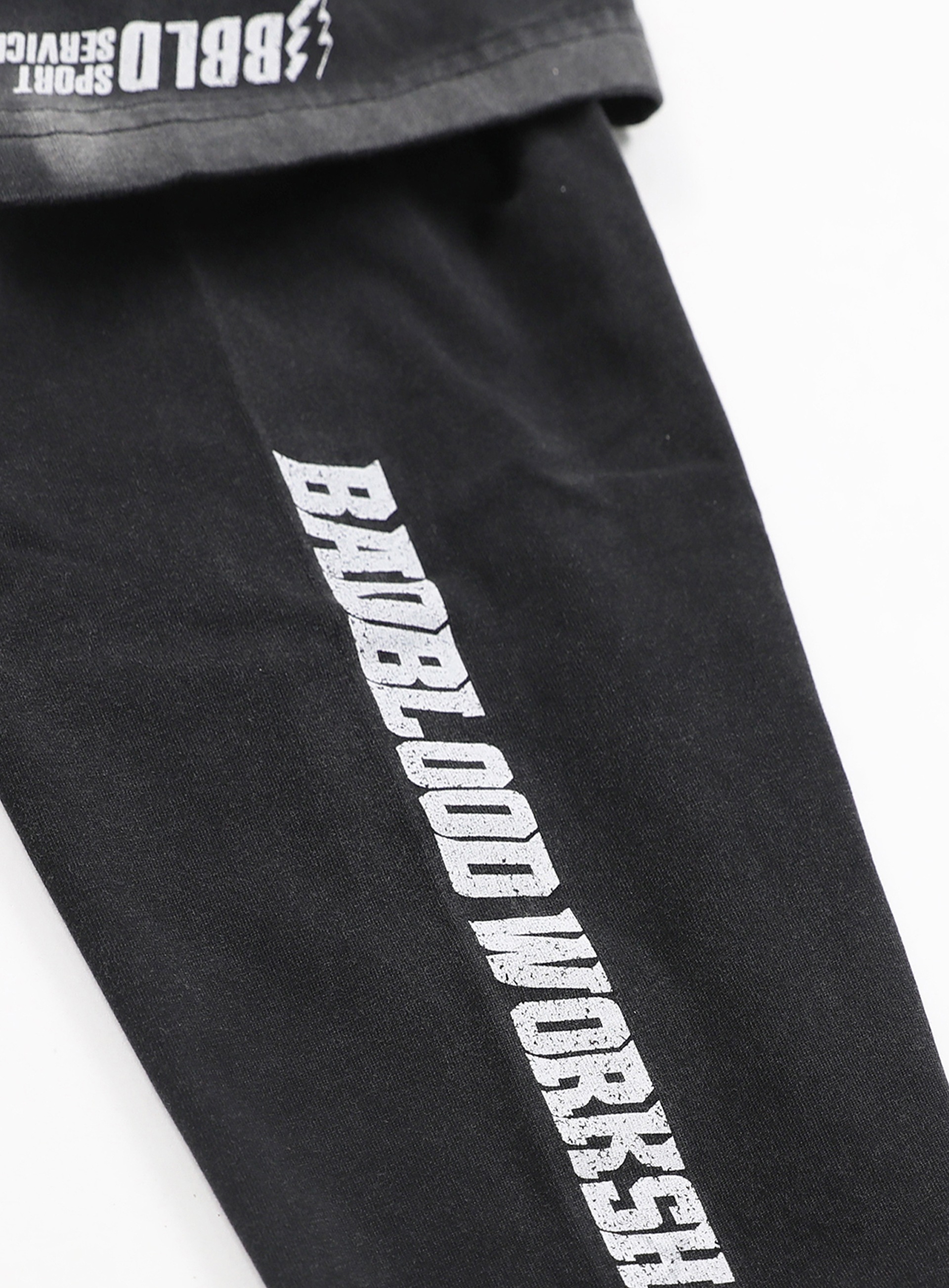 【BADBLOOD】 F2 OLD EFFET LAYERED LONG SLEEVE (UNISEX) : BLACK/BLUE