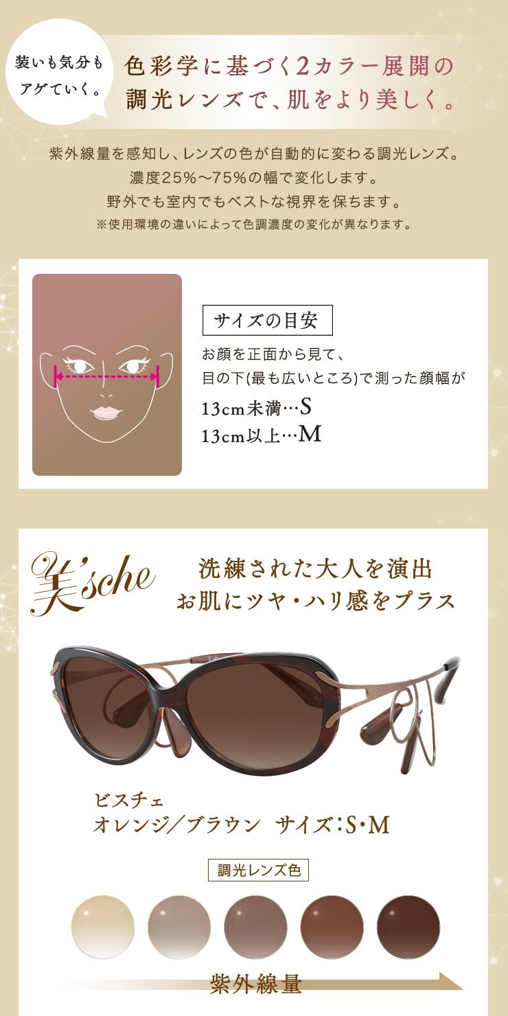 美'sche1箱/宅配便またはレターパックプラス 紫外線 UV 調光レンズ