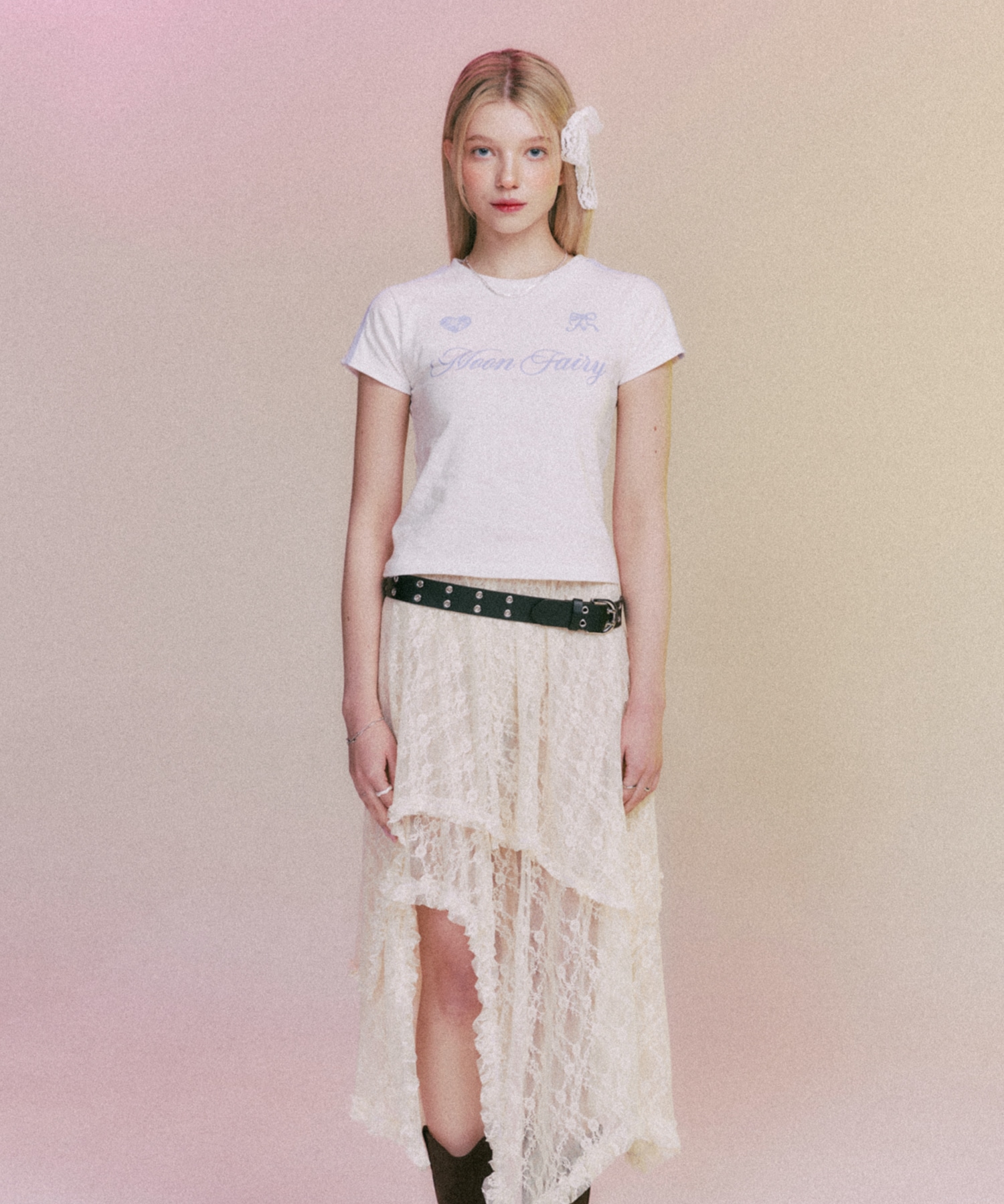 MF FAIRY LINE CROP TEE-WHITE