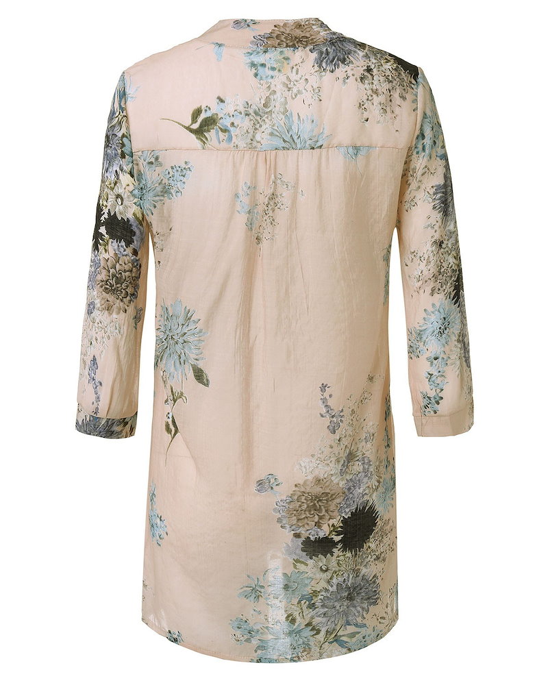 ヴィンテージ女性の花のプリントカジュアルルーズトップスシャツのチュニックドレスKaftan ヴィンテージ女性の花のプリントカジュアルルーズトップスシャツのチュニックドレスKaftan