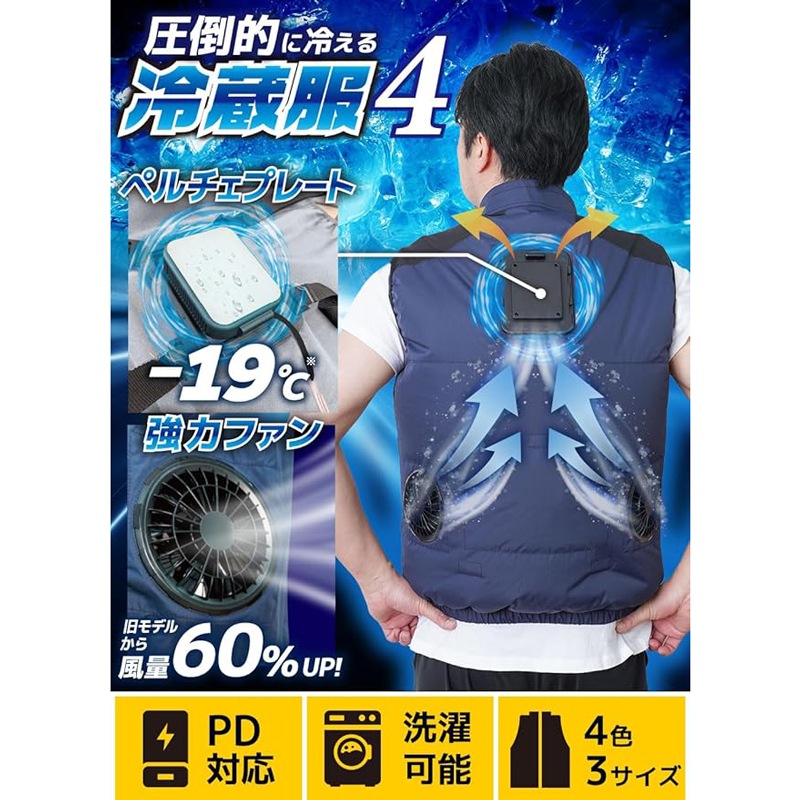 THANKO サンコー ファン付き 冷蔵服4 ベスト PDモバイルバッテリー