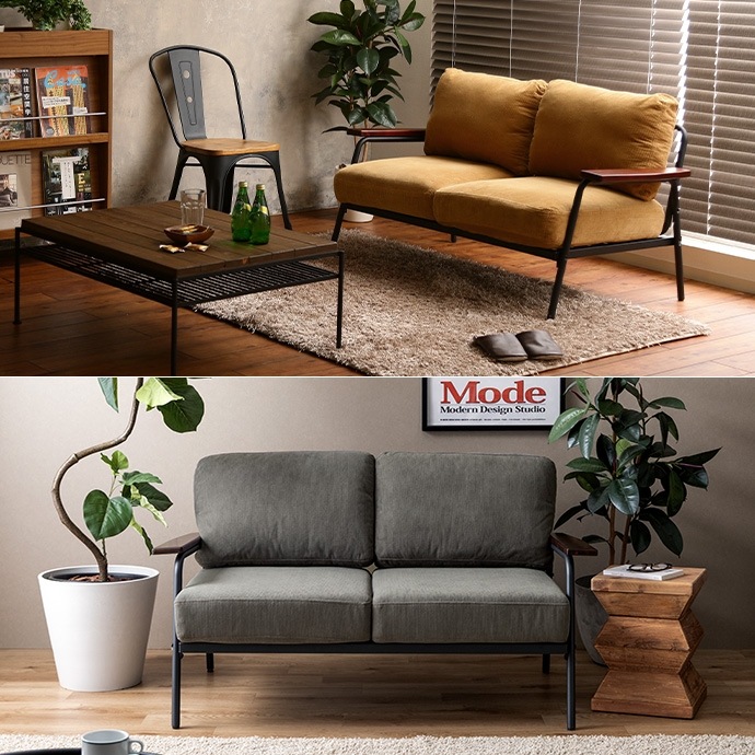 ソファ 2人掛け おしゃれ ダイニング 北欧 コーデュロイ ポケットコイル 座りやすい 天然木 アイアン