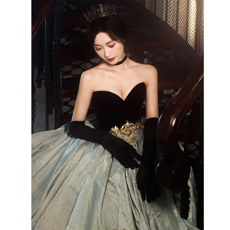 ブラックチューブトップバンケットイブニングドレス女性JuJingyi同じスタイルのヘップバーン年次総会でハイエンドのトーストウェアの生放送を開催 ブラックチューブトップバンケットイブニングドレス女性JuJingyi同じスタイルのヘップバーン年次総会でハイエンドのトーストウェアの生放送を開催