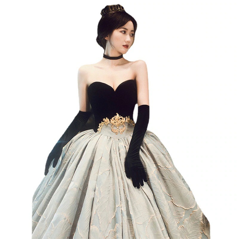 ブラックチューブトップバンケットイブニングドレス女性JuJingyi同じスタイルのヘップバーン年次総会でハイエンドのトーストウェアの生放送を開催 ブラックチューブトップバンケットイブニングドレス女性JuJingyi同じスタイルのヘップバーン年次総会でハイエンドのトーストウェアの生放送を開催