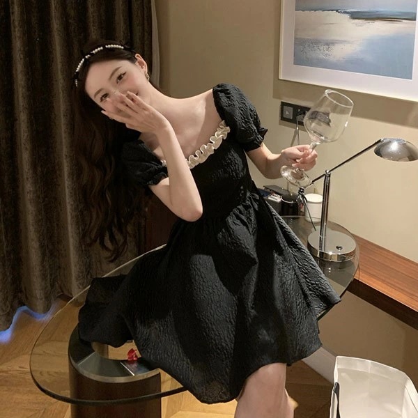 ワンピース 大きいサイズ パフスリーブ バックリボン 半袖 大人かわいい ぽっちゃり 夏ワンピ 着やせ Aライン M L LL 3L 4L 5L bi166zezet2 ワンピース 大きいサイズ パフスリーブ バックリボン 半袖 大人かわいい ぽっちゃり 夏ワンピ 着やせ Aライン M L LL 3L 4L 5L bi166zezet2