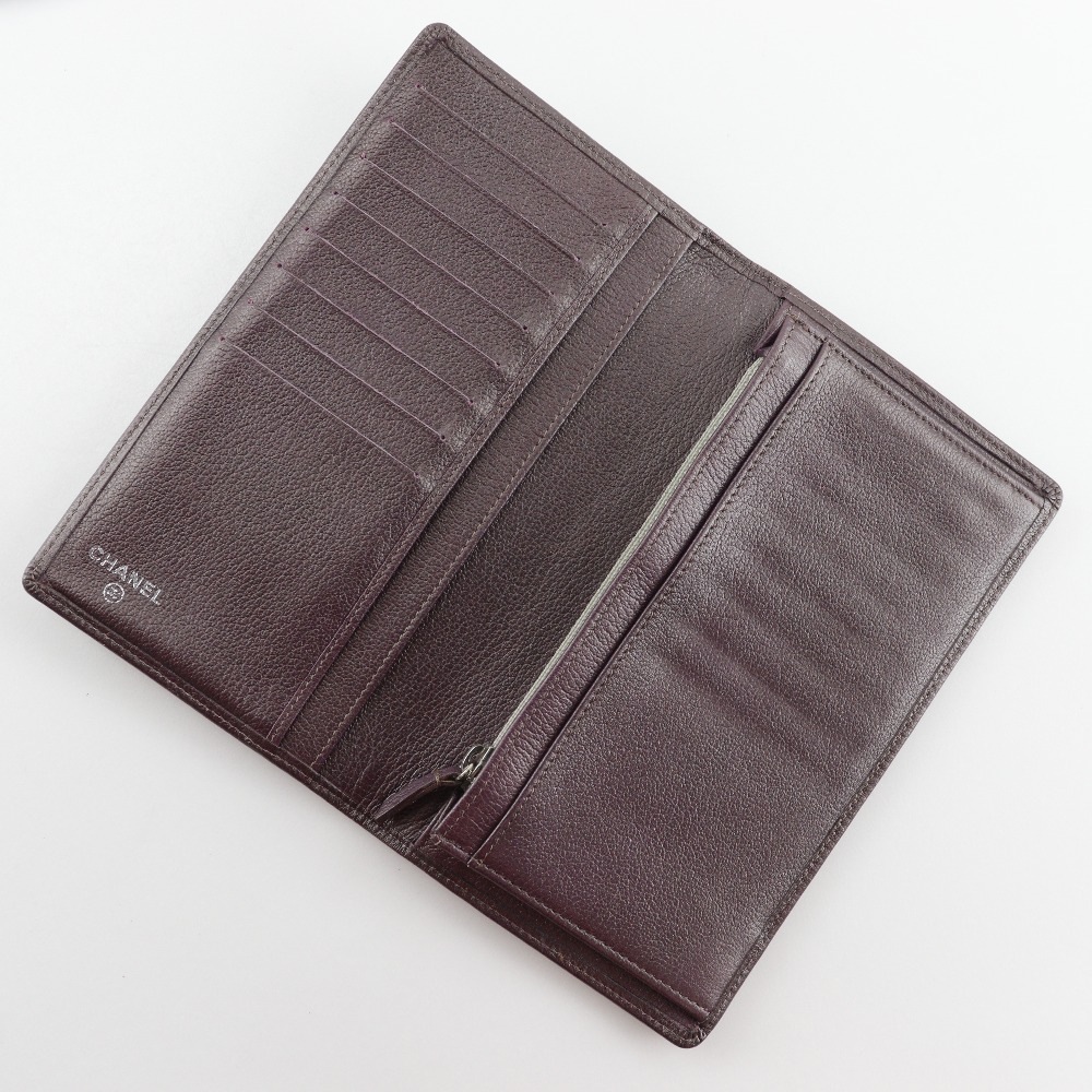 カメリア ココマーク 長財布 レザー メタリックパープル レディース 中古品 カメリア ココマーク 長財布 レザー メタリックパープル レディース 中古品