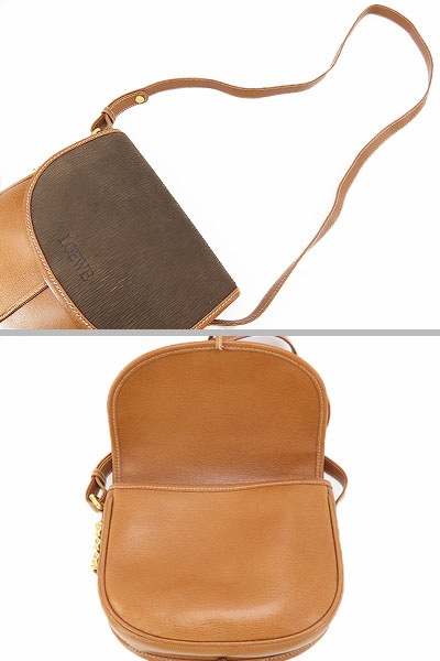 美品ロエベヴィンテージベラスケス斜め掛けショルダーバッグショルダーポーチポシェットツイスト金具ダークブラウンブラウン