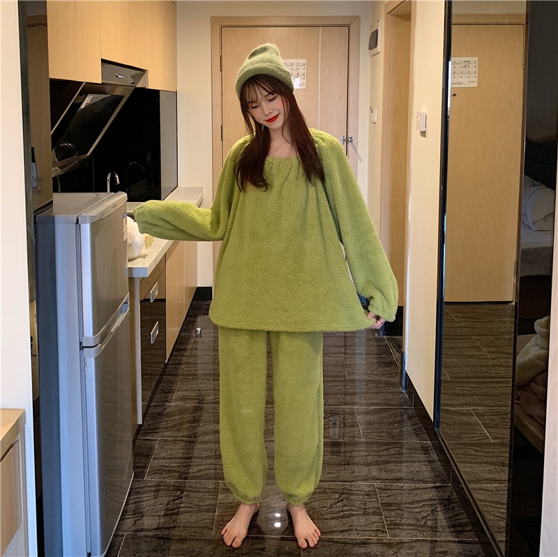 【送料無料】レディース モコモコ ルームウェア もこもこ かわいい 上下セット 秋冬 無地