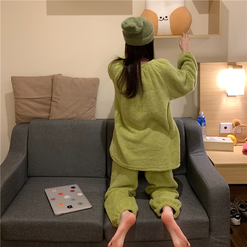 【送料無料】レディース モコモコ ルームウェア もこもこ かわいい 上下セット 秋冬 無地