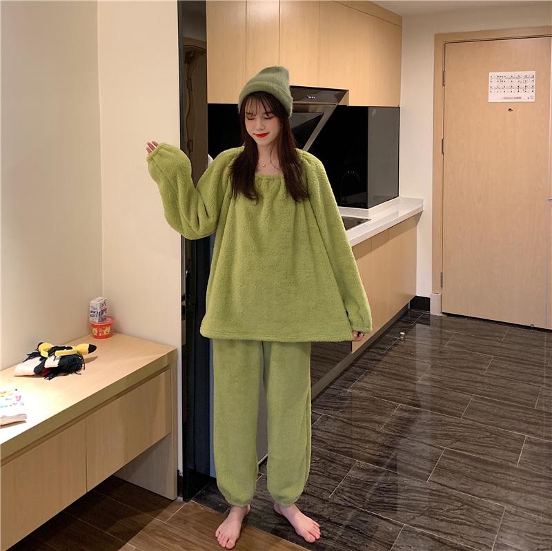 【送料無料】レディース モコモコ ルームウェア もこもこ かわいい 上下セット 秋冬 無地
