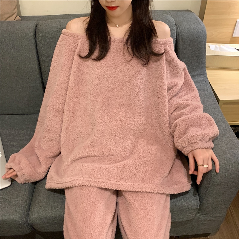 【送料無料】レディース モコモコ ルームウェア もこもこ かわいい 上下セット 秋冬 無地