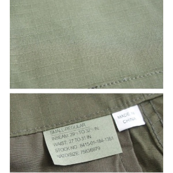 アメリカ軍 BDU カーゴパンツ Lサイズ オリーブ リップストップ YN521007 レプリカ ミリタリーパンツ 軍モノ 迷彩服