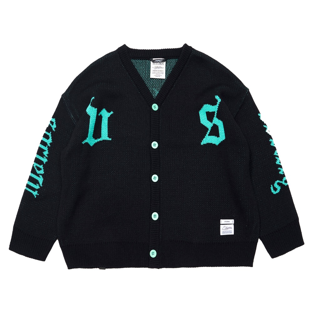 OLD LETTER OVERSIZED CARDIGAN BLACK