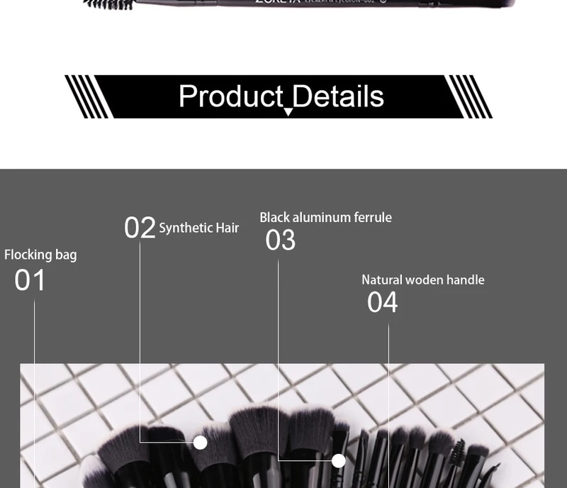 Zoreya 7/15pcsの黒のメイクブラシセットアイシャドウパウダーファンデーションコンシーラー化粧ブラシメイクブレンド美容ツール Zoreya 7/15pcsの黒のメイクブラシセットアイシャドウパウダーファンデーションコンシーラー化粧ブラシメイクブレンド美容ツール