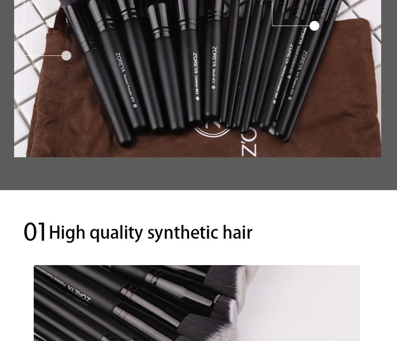 Zoreya 7/15pcsの黒のメイクブラシセットアイシャドウパウダーファンデーションコンシーラー化粧ブラシメイクブレンド美容ツール Zoreya 7/15pcsの黒のメイクブラシセットアイシャドウパウダーファンデーションコンシーラー化粧ブラシメイクブレンド美容ツール