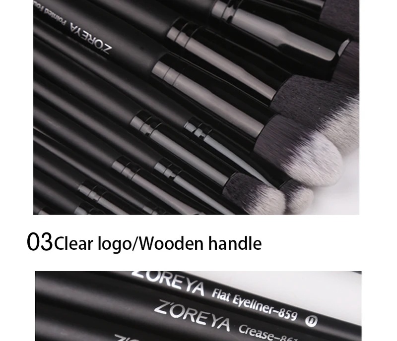 Zoreya 7/15pcsの黒のメイクブラシセットアイシャドウパウダーファンデーションコンシーラー化粧ブラシメイクブレンド美容ツール Zoreya 7/15pcsの黒のメイクブラシセットアイシャドウパウダーファンデーションコンシーラー化粧ブラシメイクブレンド美容ツール