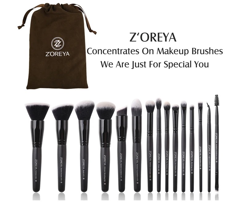 Zoreya 7/15pcsの黒のメイクブラシセットアイシャドウパウダーファンデーションコンシーラー化粧ブラシメイクブレンド美容ツール Zoreya 7/15pcsの黒のメイクブラシセットアイシャドウパウダーファンデーションコンシーラー化粧ブラシメイクブレンド美容ツール