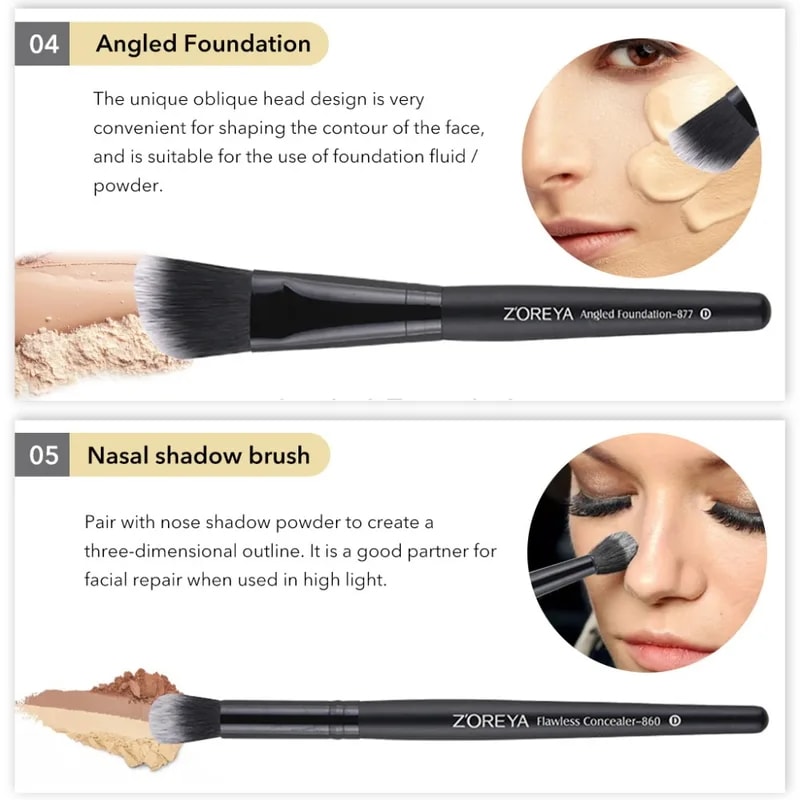 Zoreya 7/15pcsの黒のメイクブラシセットアイシャドウパウダーファンデーションコンシーラー化粧ブラシメイクブレンド美容ツール Zoreya 7/15pcsの黒のメイクブラシセットアイシャドウパウダーファンデーションコンシーラー化粧ブラシメイクブレンド美容ツール