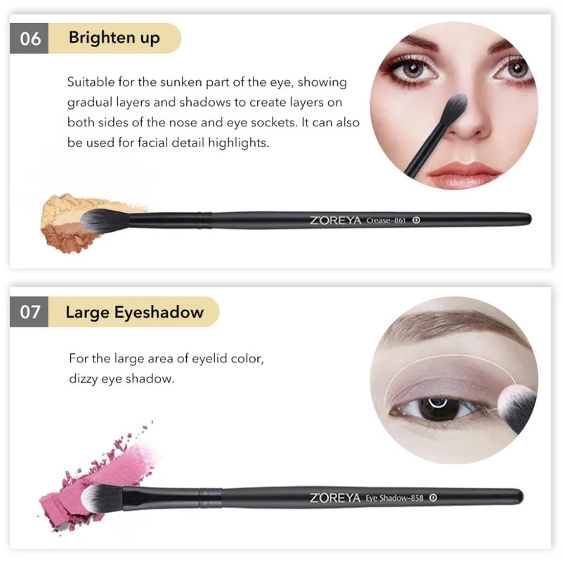 Zoreya 7/15pcsの黒のメイクブラシセットアイシャドウパウダーファンデーションコンシーラー化粧ブラシメイクブレンド美容ツール Zoreya 7/15pcsの黒のメイクブラシセットアイシャドウパウダーファンデーションコンシーラー化粧ブラシメイクブレンド美容ツール