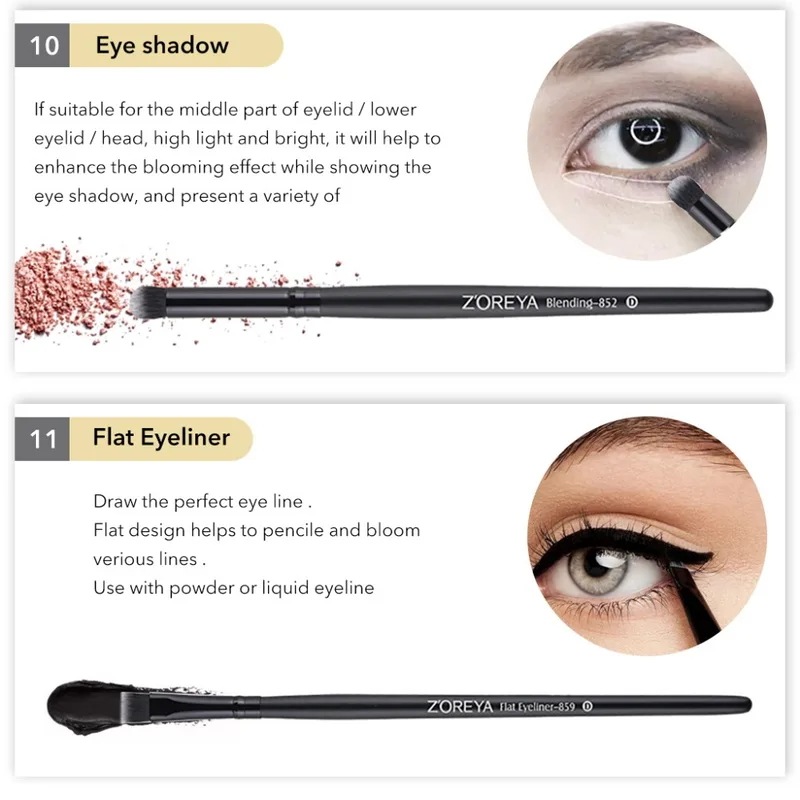 Zoreya 7/15pcsの黒のメイクブラシセットアイシャドウパウダーファンデーションコンシーラー化粧ブラシメイクブレンド美容ツール Zoreya 7/15pcsの黒のメイクブラシセットアイシャドウパウダーファンデーションコンシーラー化粧ブラシメイクブレンド美容ツール