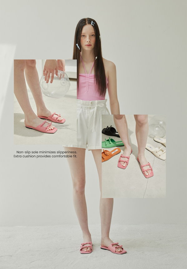☆韓国の人気☆【att】☆Ribbon Slid.e☆サンダル☆ Qoo10] att. 韓国ベストサンダル Ribbon sli