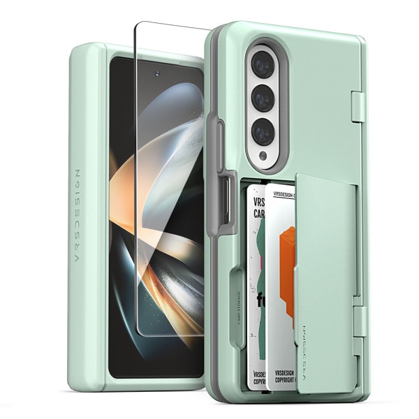 Galaxy Zフォールド4 カード ケース デュアルシールド Go ケース + 全面液晶強化ガラス保護フィルム贈呈