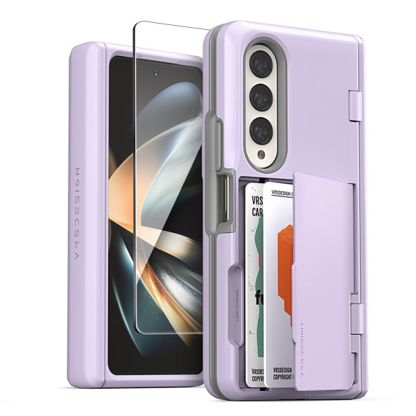 Galaxy Zフォールド4 カード ケース デュアルシールド Go ケース + 全面液晶強化ガラス保護フィルム贈呈